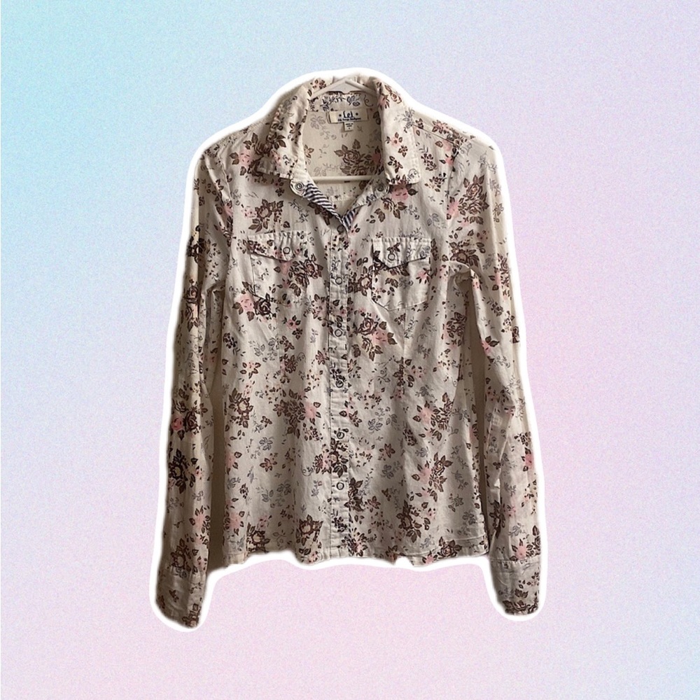 y2k L.e.i. • Multi-Colored Floral Long Sleeve Shirt 🤍